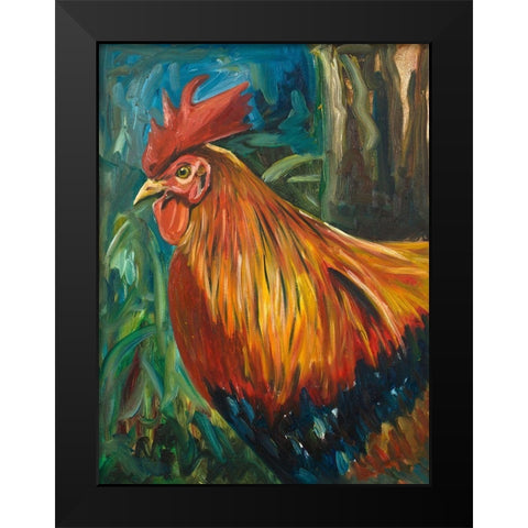 Rooster Black Modern Wood Framed Art Print by Beauchamp, Andy