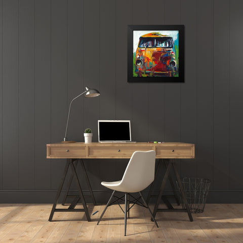 Retro Love Bus Black Modern Wood Framed Art Print by Beauchamp, Andy