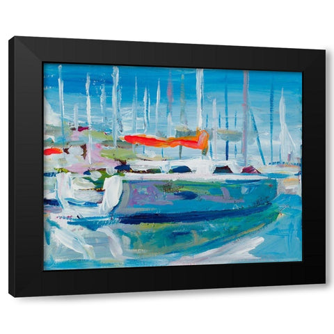 Marina Sailboats Black Modern Wood Framed Art Print with Double Matting by Beauchamp, Andy