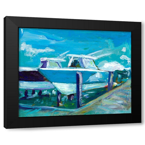Docked Boats Black Modern Wood Framed Art Print with Double Matting by Beauchamp, Andy