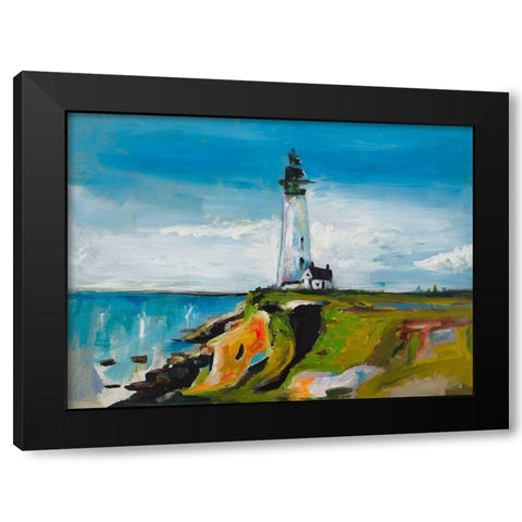 Lighthouse on a Cliff Black Modern Wood Framed Art Print by Beauchamp, Andy