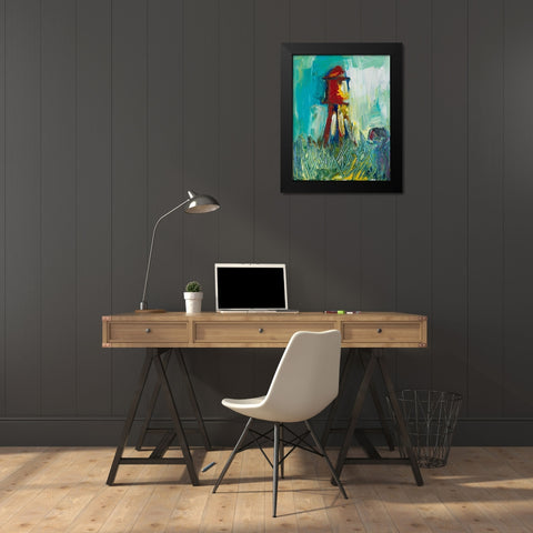Painted Water Tower Black Modern Wood Framed Art Print by Beauchamp, Andy