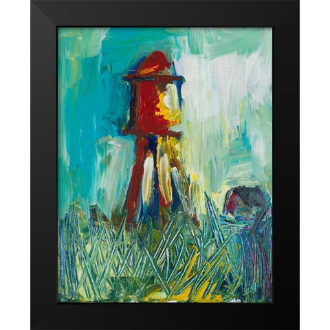 Painted Water Tower Black Modern Wood Framed Art Print by Beauchamp, Andy