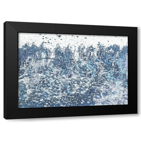 Blue Distant Slashes Black Modern Wood Framed Art Print by Beauchamp, Andy