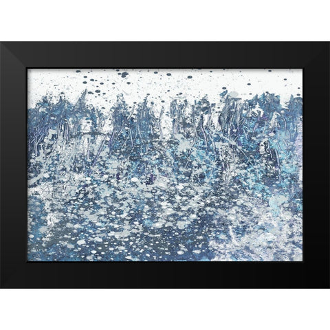Blue Distant Slashes Black Modern Wood Framed Art Print by Beauchamp, Andy