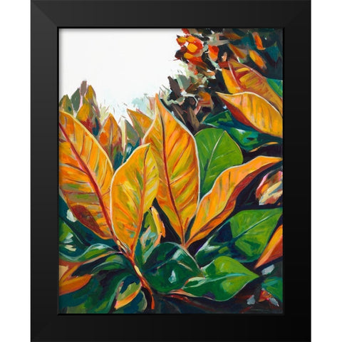 Tropical Leaves Black Modern Wood Framed Art Print by Beauchamp, Andy