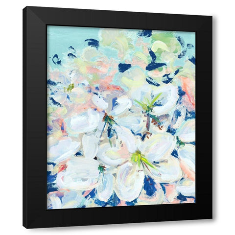 White Orchids on Blue Black Modern Wood Framed Art Print by Beauchamp, Andy