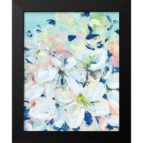 White Orchids on Blue Black Modern Wood Framed Art Print by Beauchamp, Andy