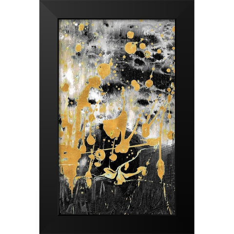 Gold Reflections Abstract Black Modern Wood Framed Art Print by Beauchamp, Andy