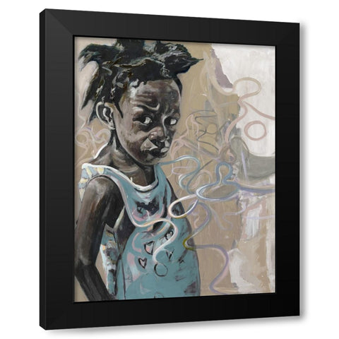 Little Girl Black Modern Wood Framed Art Print by Beauchamp, Andy