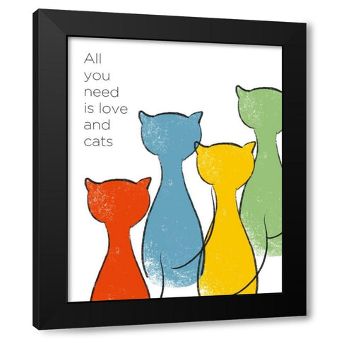 Love and Cats Black Modern Wood Framed Art Print by Quach, Anna