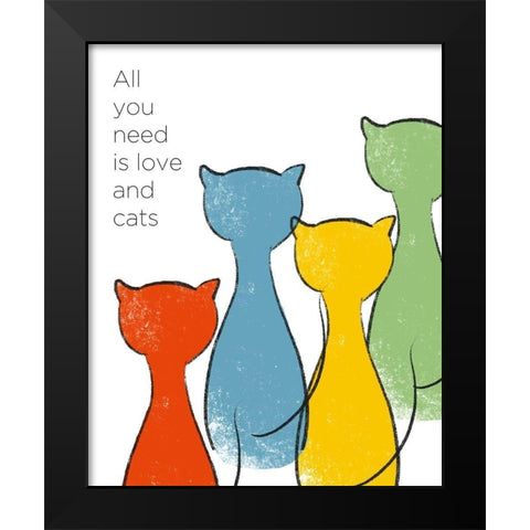 Love and Cats Black Modern Wood Framed Art Print by Quach, Anna