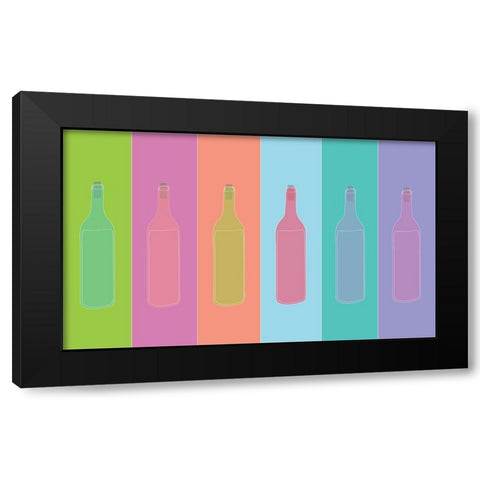 Colorful Mod Wine Bottles Black Modern Wood Framed Art Print by Bucheli, Jen