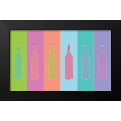 Colorful Mod Wine Bottles Black Modern Wood Framed Art Print by Bucheli, Jen