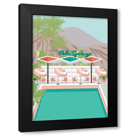 Welcome to Palm Springs Black Modern Wood Framed Art Print with Double Matting by Bucheli, Jen