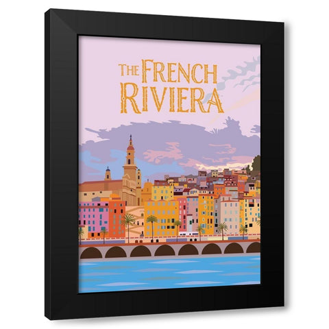 The French Riviera Black Modern Wood Framed Art Print with Double Matting by Bucheli, Jen