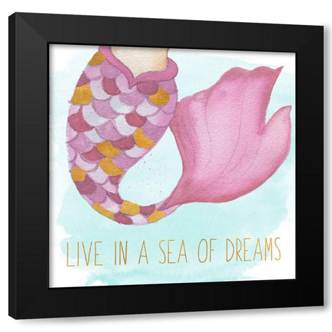 Live In A Sea Of Dreams Black Modern Wood Framed Art Print with Double Matting by Medley, Elizabeth