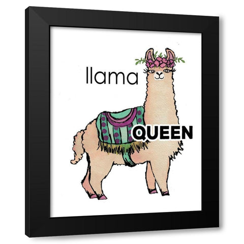 Queen Llama Black Modern Wood Framed Art Print with Double Matting by Medley, Elizabeth