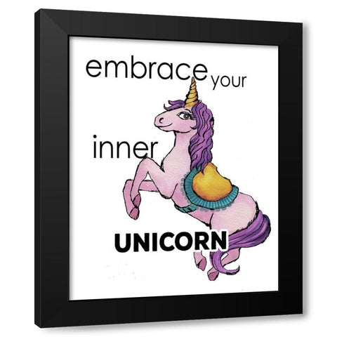 Embrace Your Inner Unicorn Black Modern Wood Framed Art Print with Double Matting by Medley, Elizabeth