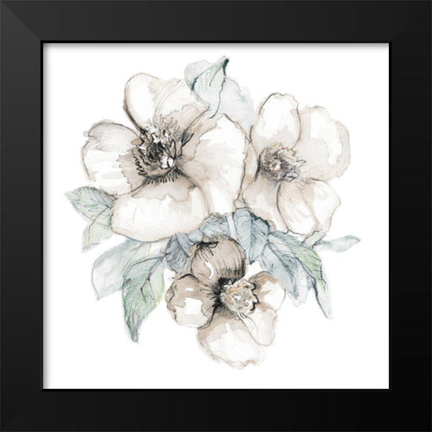 Moonlit Florals Square I Black Modern Wood Framed Art Print by Loreth, Lanie