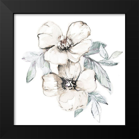 Moonlit Florals Square II Black Modern Wood Framed Art Print by Loreth, Lanie