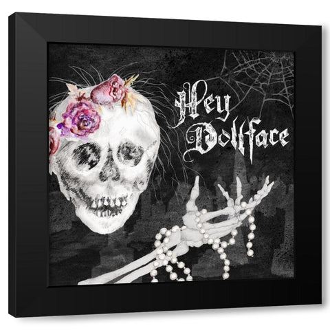 Hello Dollface Black Modern Wood Framed Art Print by Gaynor, Janice