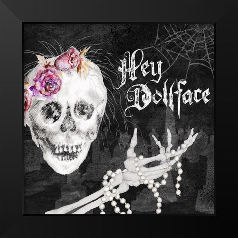 Hello Dollface Black Modern Wood Framed Art Print by Gaynor, Janice