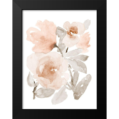 Peach Tranquil Florals I Black Modern Wood Framed Art Print by Loreth, Lanie