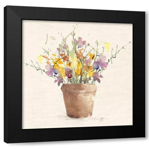 Potted Wildflowers I Black Modern Wood Framed Art Print with Double Matting by Loreth, Lanie