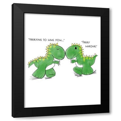 Trying to Hug You Black Modern Wood Framed Art Print by Quach, Anna