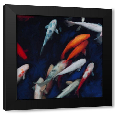 Koi Black Modern Wood Framed Art Print by Meneely, Dan