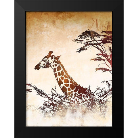 Safari Giraffe I Black Modern Wood Framed Art Print by Meneely, Dan