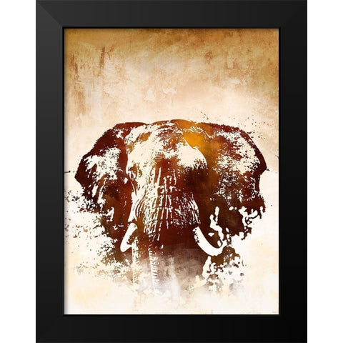 Safari Elephant Black Modern Wood Framed Art Print by Meneely, Dan