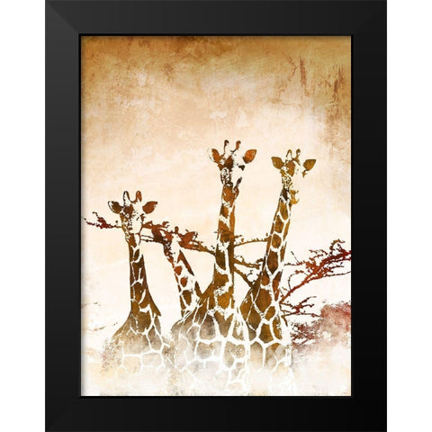 Safari Giraffe II Black Modern Wood Framed Art Print by Meneely, Dan