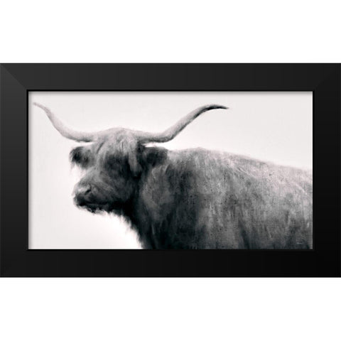 Vintage Bull Black Modern Wood Framed Art Print by Meneely, Dan