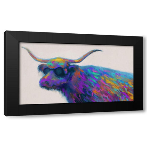 Multicolor Bull Black Modern Wood Framed Art Print with Double Matting by Meneely, Dan