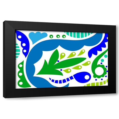 Leaf and Floral Dance Black Modern Wood Framed Art Print with Double Matting by Mosher, Deidre
