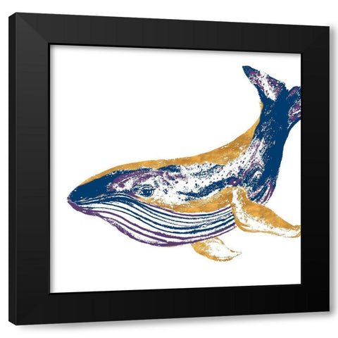 Golden Navy Whale Black Modern Wood Framed Art Print with Double Matting by Pinto, Patricia