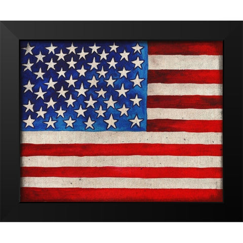 American Flag Black Modern Wood Framed Art Print by Medley, Elizabeth