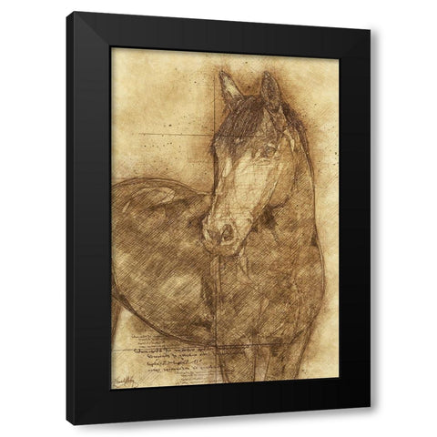 Sketched Horse Black Modern Wood Framed Art Print with Double Matting by Medley, Elizabeth