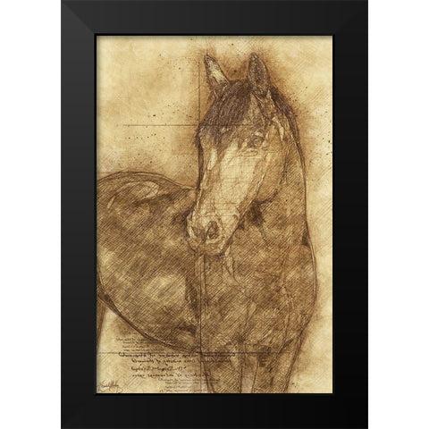 Sketched Horse Black Modern Wood Framed Art Print by Medley, Elizabeth