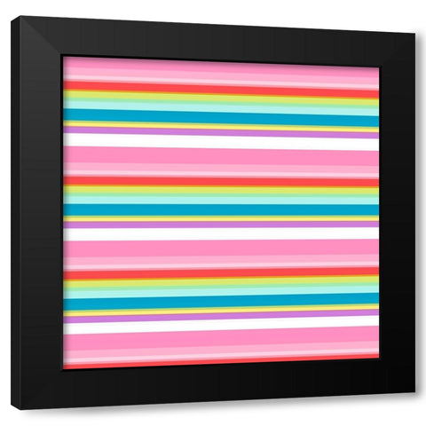 Very Colorful Stripes Black Modern Wood Framed Art Print by SD Graphics Studio