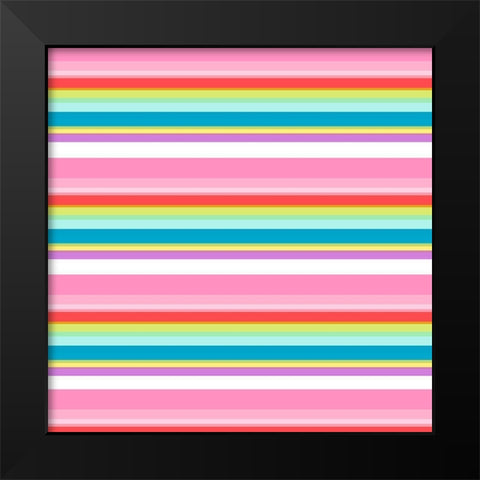 Very Colorful Stripes Black Modern Wood Framed Art Print by SD Graphics Studio