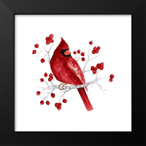 Winter Cardinal in Red I Black Modern Wood Framed Art Print by Gaynor, Janice