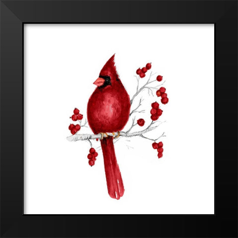 Winter Cardinal in Red II Black Modern Wood Framed Art Print by Gaynor, Janice