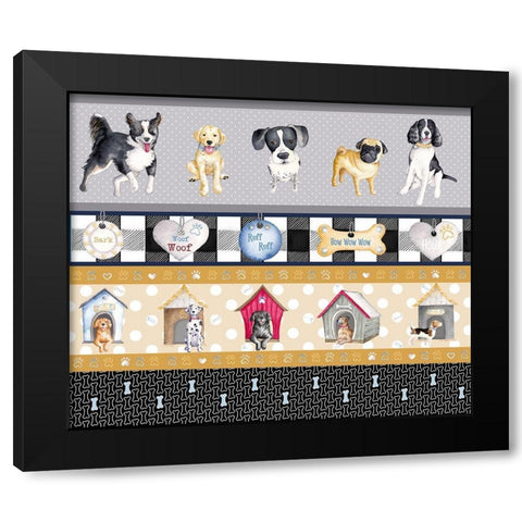 A Dogs Life on Plaid Panels Black Modern Wood Framed Art Print by Metz, Andi