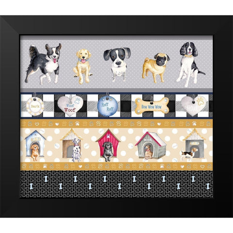 A Dogs Life on Plaid Panels Black Modern Wood Framed Art Print by Metz, Andi