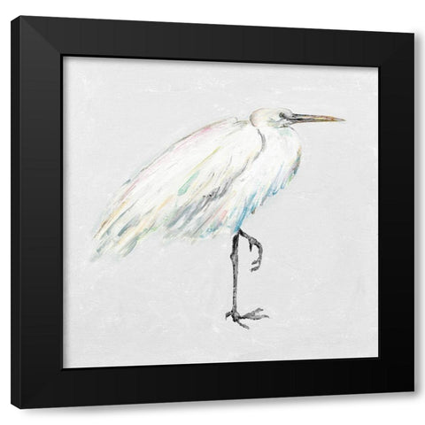 White Egret Black Modern Wood Framed Art Print with Double Matting by Pinto, Patricia