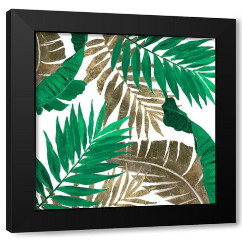 Modern Jungle Leaves Close Up I Black Modern Wood Framed Art Print with Double Matting by Pinto, Patricia