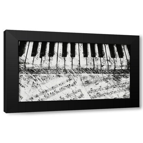 Black and White Piano Keys Black Modern Wood Framed Art Print by Meneely, Dan